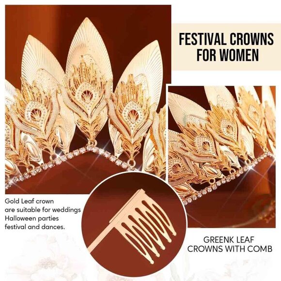 Leaf Queen Crown Greek God Headwear Gold Roman Laurel for Women Costume main image 4